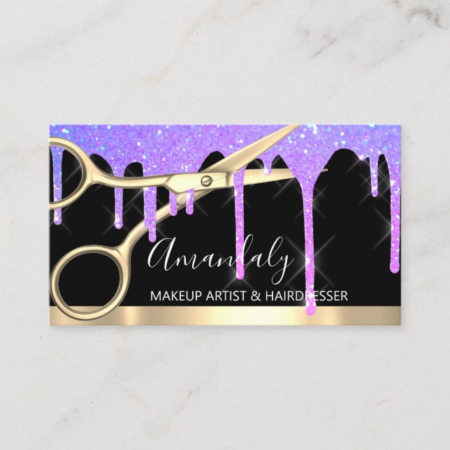 Hair Stylist Hairdresser Drips Scissors Coiffeur Business Card (Front)