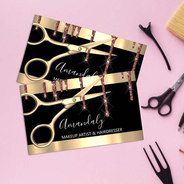 Hair Stylist Hairdresser Golden Scissors Coiffeur Business Card (Hair Stylist Hairdresser Golden Scissors Coiffeur Business Card)