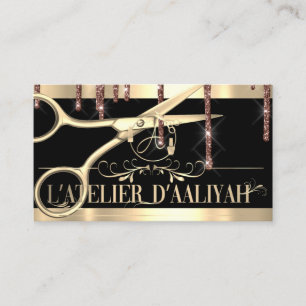 Hair Stylist Hairdresser Golden Scissors Logo Business Card