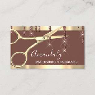 Hair Stylist Hairdresser Golden Scissors Skinny Business Card