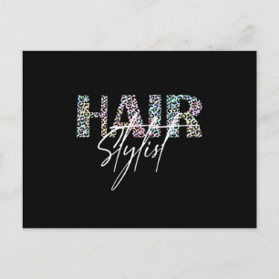 Hair Stylist Hairdresser Leo Print colourful Postcard