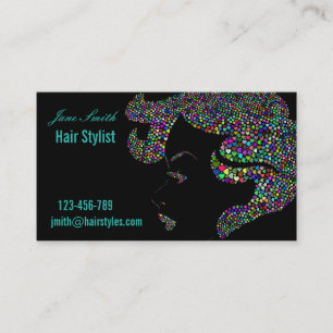 Hair stylist hairdresser modern colorful on black business card