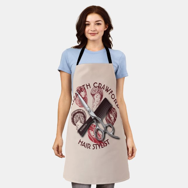 Hair Stylist Hairdresser Or Beauty Salon With Name Apron (Worn)