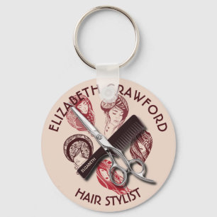 Hair Stylist Hairdresser Or Beauty Salon With Name Key Ring