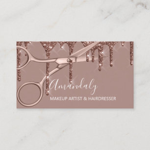 Hair Stylist Hairdresser Rose Gold Scissors Business Card