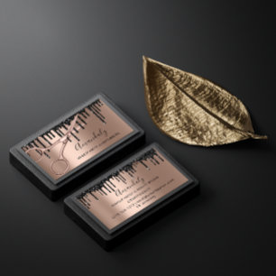 Hair Stylist Hairdresser Rose Gold Scissors Drips Business Card