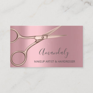 Hair Stylist Hairdresser Rose Pink Scissors Business Card