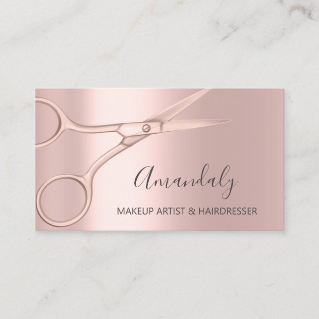 Hair Stylist Hairdresser Rose Scissors Coiffeur Business Card (Front)