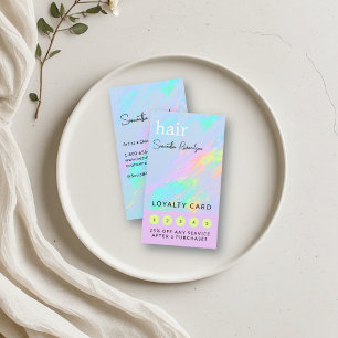 Hair Stylist Hairdresser Salon Holo Pastel Loyalty Card