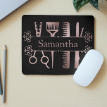 Hair Stylist Hairdresser Salon Rose Gold Custom Mouse Mat<br><div class="desc">This design was created though digital art. It may be personalised in the area provide or customising by choosing the click to customise further option and changing the name, initials or words. You may also change the text colour and style or delete the text for an image only design. Contact...</div>