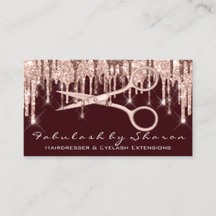 Hair Stylist Hairdresser Scissors Rose Drips VIP Business Card