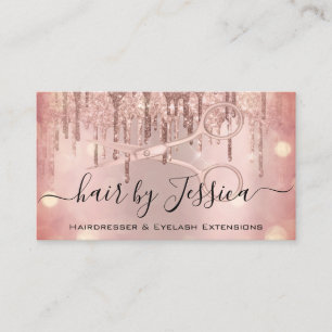 Hair Stylist Hairdresser Scissors Rose Glitter Lux Business Card
