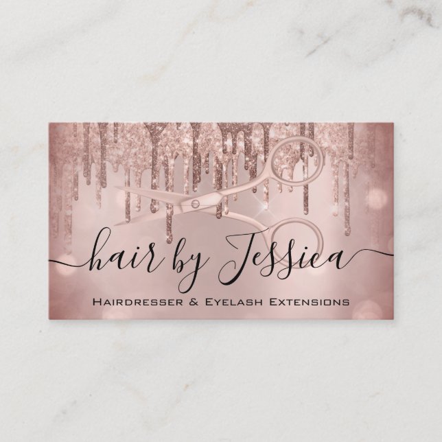 Hair Stylist Hairdresser Scissors Rose Pink Smoky Business Card (Front)