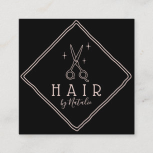 Hair Stylist Hand Drawing Scissor Logo Minimalist Square Business Card