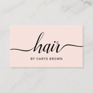 Hair Stylist Handwritten Minimalist Blush Pink Business Card