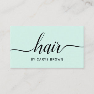 Hair Stylist Handwritten Minimalist Pastel Green Business Card