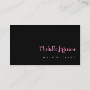 Hair Stylist Handwtitten Script Grey Pink Trendy Business Card