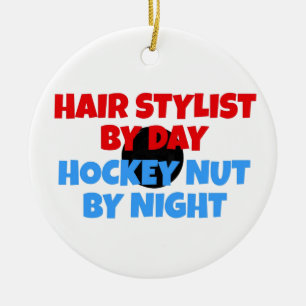 Hair Stylist Hockey Player Ceramic Tree Decoration