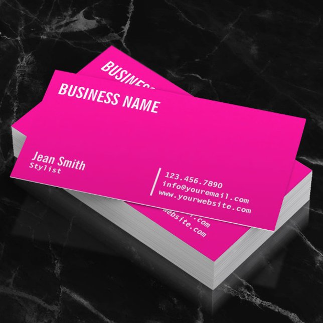 Hair Stylist Hot Pink Modern Beauty Salon Business Card (Creator Uploaded)