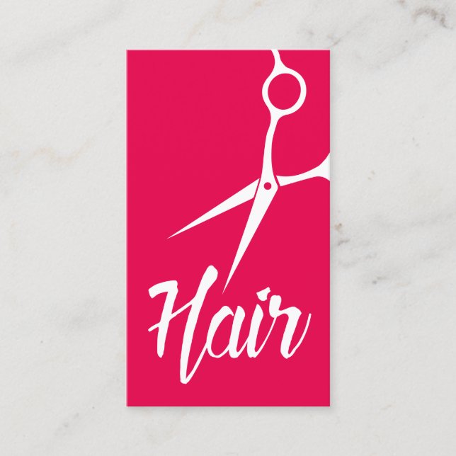 Hair Stylist Hot Pink Simple Scissor Business Card (Front)