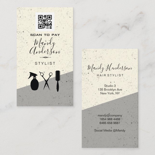 Hair Stylist Icons | QR Code Business Card (Front/Back)