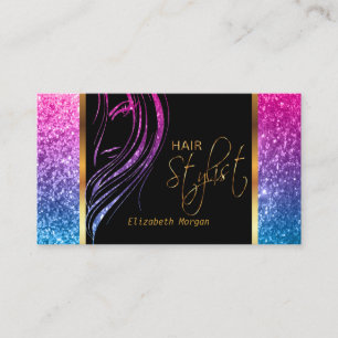 Hair Stylist in a Girly Colourful Glitter ⭐⭐⭐⭐⭐ Business Card