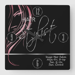 Hair Stylist in a Girly Pink Hair Colour Square Wall Clock