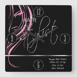 Hair Stylist in a Girly Pink Hair Colour Square Wall Clock