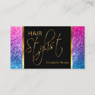 Hair Stylist in Colourful Glitter Business Card