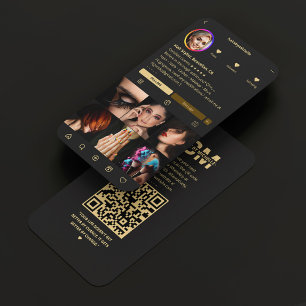 Hair Stylist Instagram Black Modern Business Card