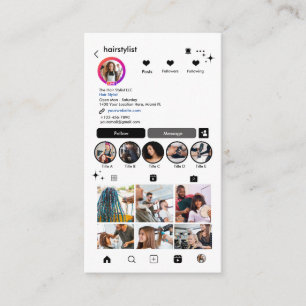 Hair Stylist Instagram Black   Scan to Connect QR Business Card