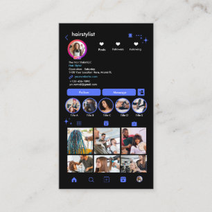 Hair Stylist Instagram Blue   Scan to Connect QR Business Card