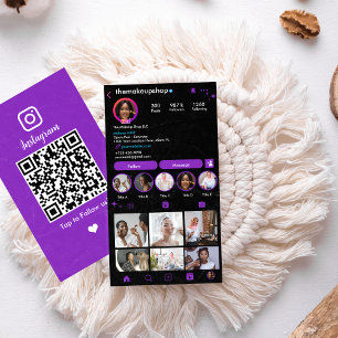 Hair Stylist Instagram Purple Social Media Business Card