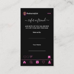 Hair Stylist Instagram QR Code Referral Card
