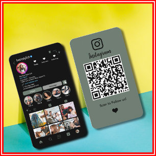 Hair Stylist Instagram Sage Green Scan to Connect Business Card
