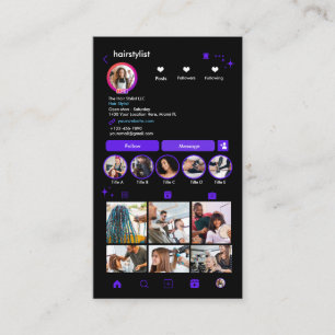 Hair Stylist Instagram Violet   Scan to Connect QR Business Card