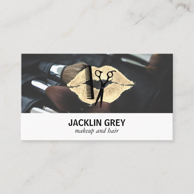 Hair Stylist Kiss | Stylist | Makeup Brushes Loyalty Card (Front)