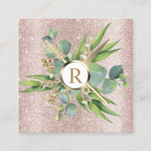 Hair Stylist Lashes Salon Botanical Rose Gold Square Business Card