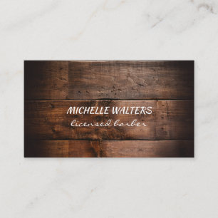 Hair Stylist Leather Gold wood Business Card