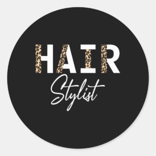 Hair Stylist Leopard Hair Stylist Classic Round Sticker