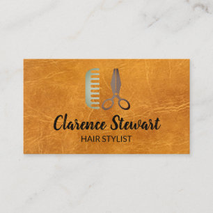 Hair Stylist Logo   Leather Business Card