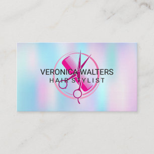 Hair Stylist Logo Rainbow Iridescent Background Loyalty Card