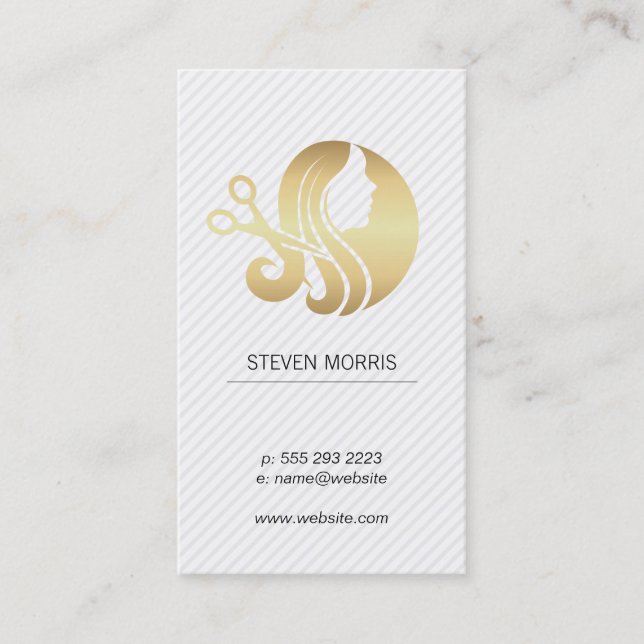 Hair Stylist Logo | Womens Beauty Cosmetics Business Card (Front)