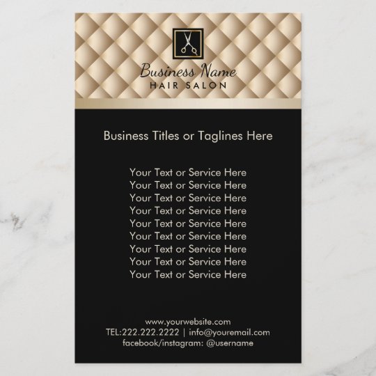 Hair Stylist Luxury Black Gold Hair Salon Flyer Zazzle Co Uk