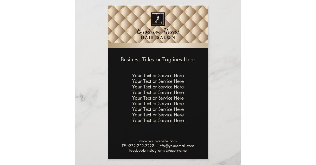 Hair Stylist Luxury Black Gold Hair Salon Flyer Zazzle Co Uk
