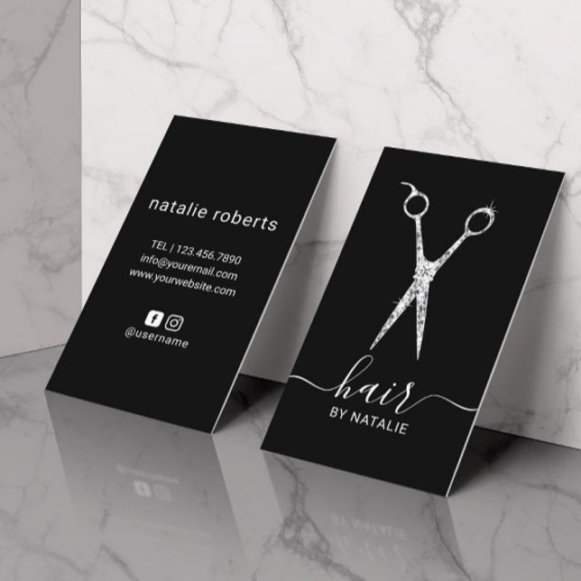 Hair Stylist Luxury Diamond Scissor Beauty Salon Business Card (Creator Uploaded)