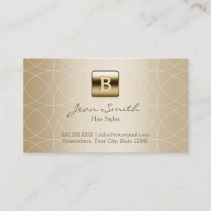 Hair Stylist Luxury Gold Monogram Geometric Business Card