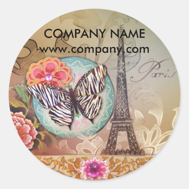 hair stylist makeup artist chic paris eiffel tower classic round sticker (Front)