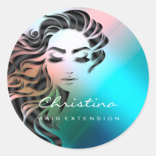 Hair Stylist Makeup Artist Glitter Eyelash Ombre Classic Round Sticker