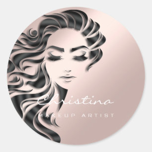 Hair Stylist Makeup Artist Glitter Eyelash Rose Classic Round Sticker